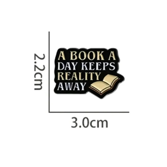 Reality book reading black enamel pin brooch charm purse bag decor satchel women - Picture 5 of 5